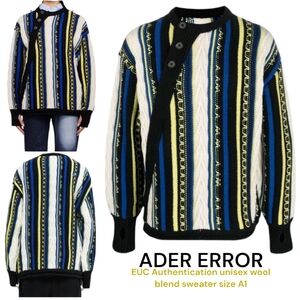 Ader Error Sweaters Frema knit Noir unisex chunky oversized crewneck sweater A1